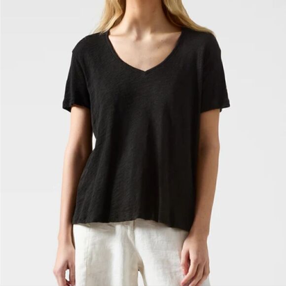 ATM Slub Jersey Boyfriend V-Neck Tee in Black Size M/L - Picture 7 of 14